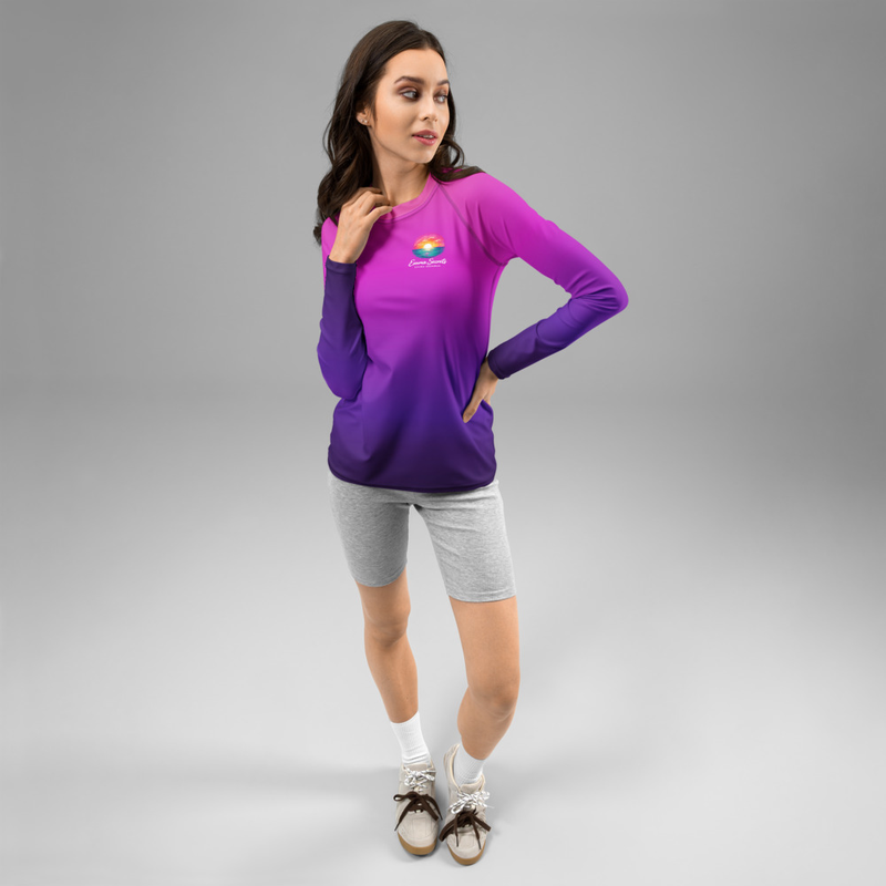Painted Paradise Women's Rash Guard Ombre' Pink to Black