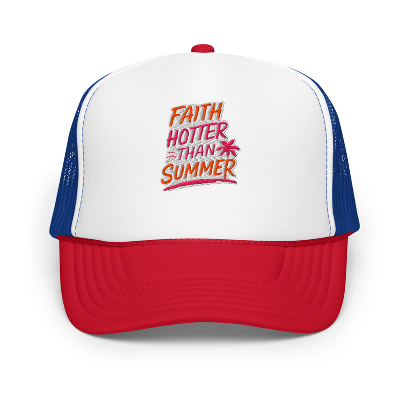 Faith of Summer - Foam Trucker Hat – One size, Red / White / Royal
