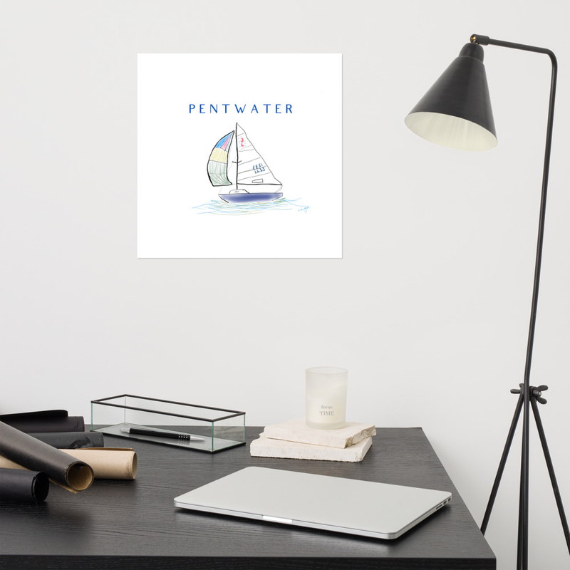 Clear Sailing In Pentwater Artistic Print – 16″×16″