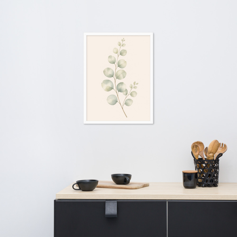 Eucalyptus Branch Framed Botanical Wall Art — Minimalist Watercolor — thumbnail 16