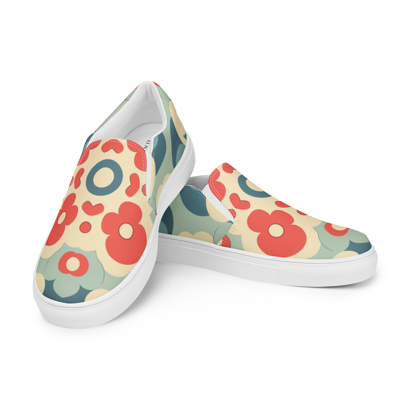 Funky Blue, Red, and Vanilla Dream Women’s slip-on canvas shoes