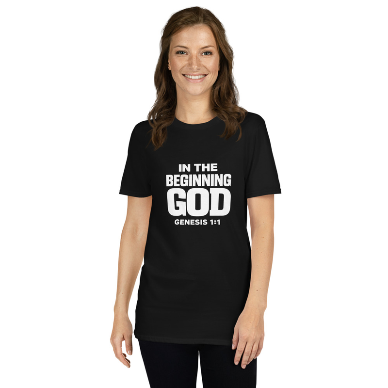 In the Beginning God – Genesis 1:1 | Minimalist Christian Scripture Unisex T-Shirt