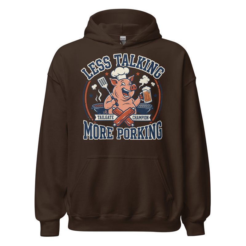 'Less Talking, More Porking' Unisex Hoodie – XL, Dark Chocolate