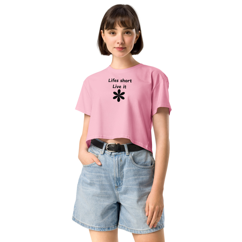 Lifes short crop top – S, Bubblegum