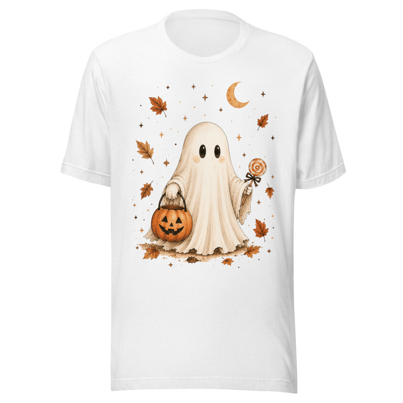 Cozy Ghost Fall Tee – 3XL, Solid White Blend