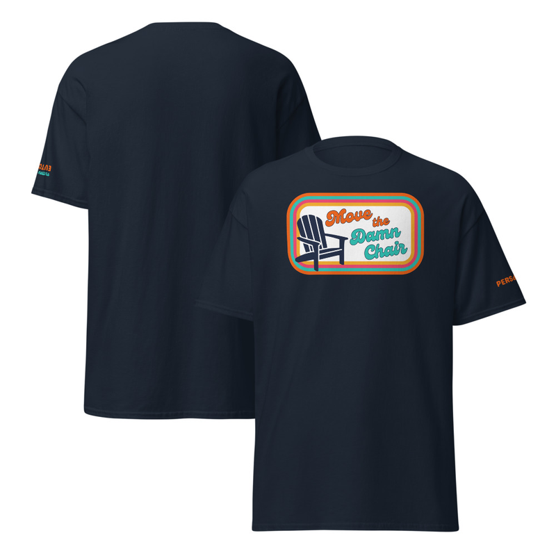 Unisex T-shirt - Chair Front, Perspective Sleeve – S, Navy