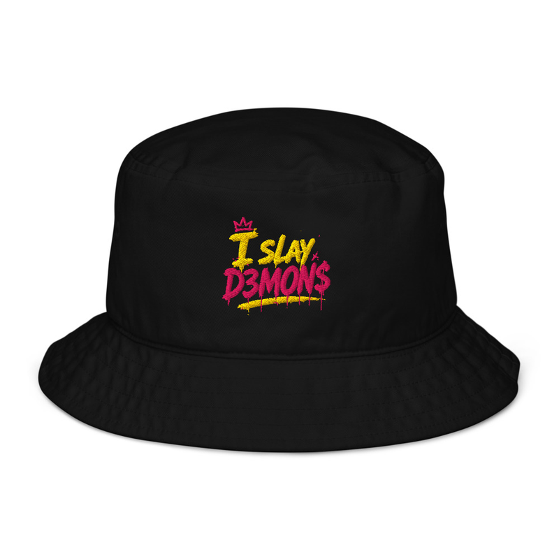 Organic " I Slay D3MON$" bucket hat