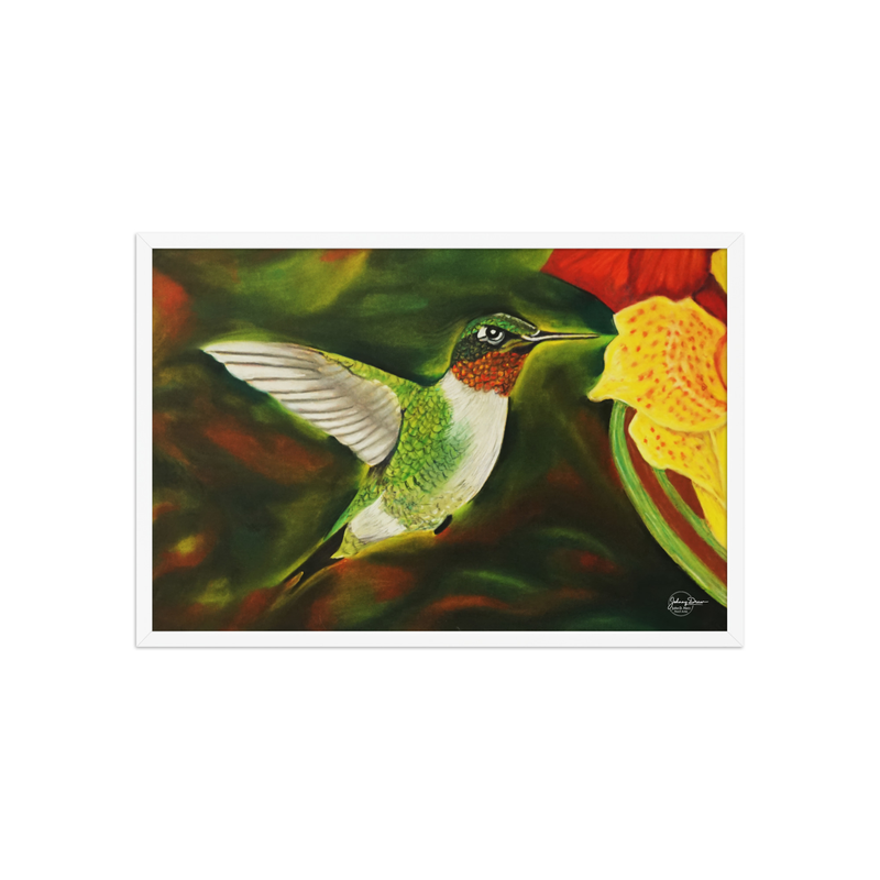 Hummingbird 2 Framed Print – 20″×30″, White