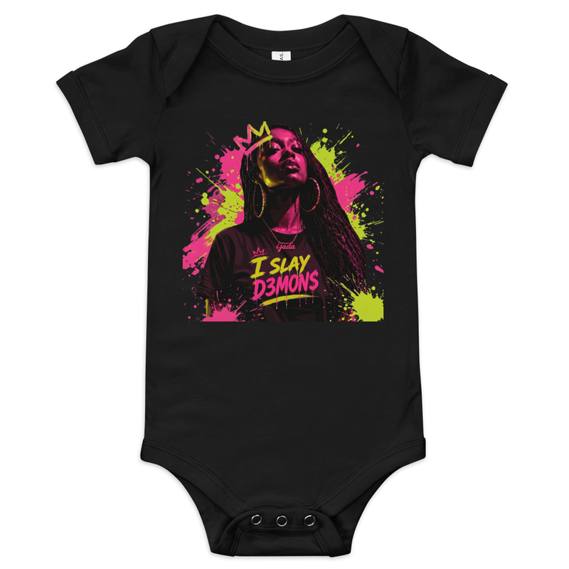 Baby short sleeve "I slay D3MON$" one piece