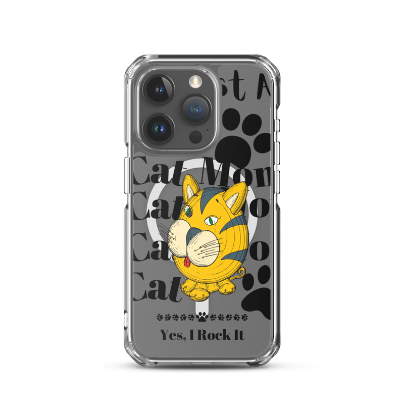 MagSafe® clear case for iPhone®: Just A Cat Mom – iPhone 15 Pro