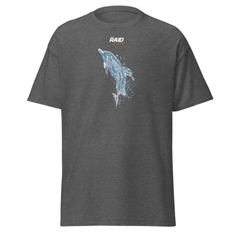 RAID Wear Dolphin Front Print T-Shirt – 3XL, Dark Heather