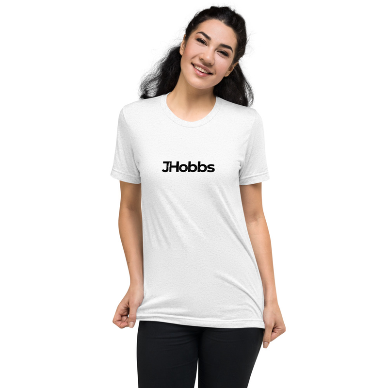 Black JHobbs Logo Adult Tri-Blend Short sleeve t-shirt – XS, Solid White Triblend