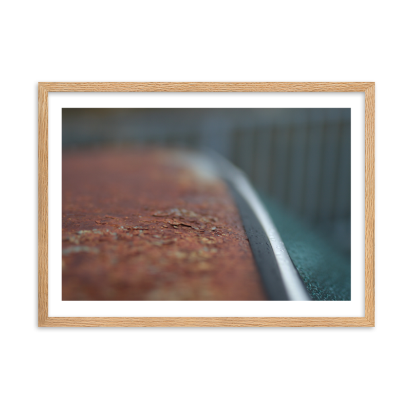 Patina Porsche 912 - Rusty Roof - "In Rust I Trust" - Framed Print – 50×70 cm, Oak