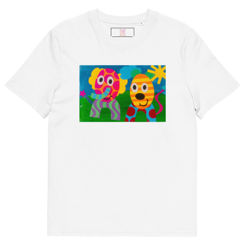 The Elephant & Cheetah - Unisex Organic Cotton Tee – S, White