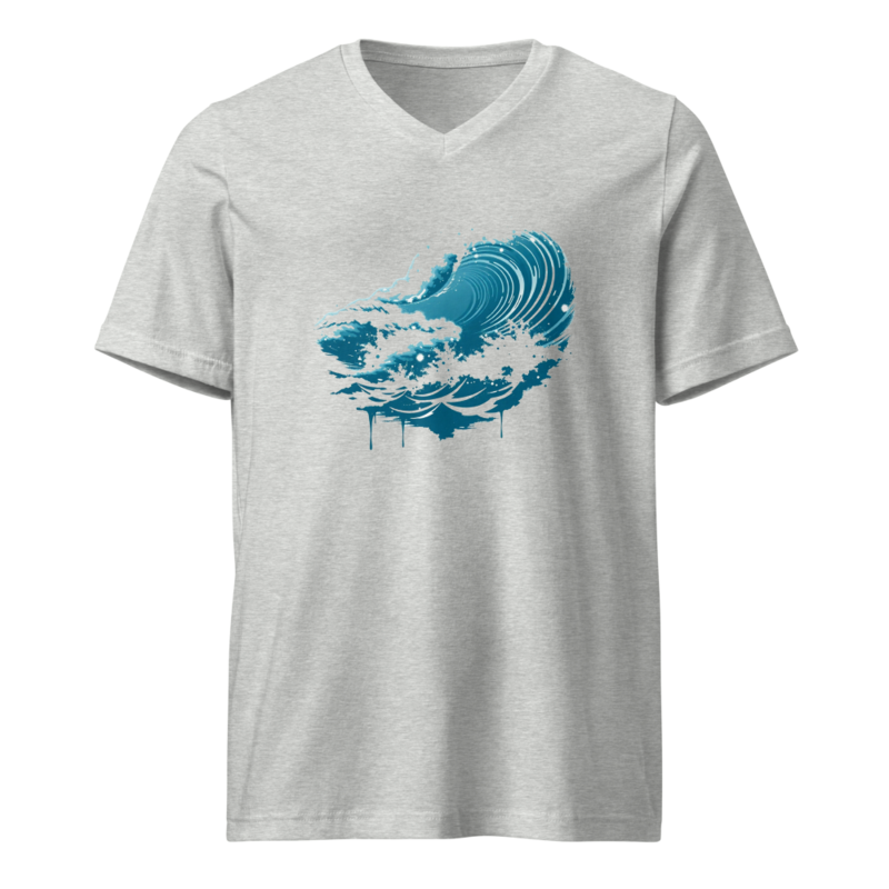 Wave Design Unisex Short Sleeve V-Neck T-Shirt