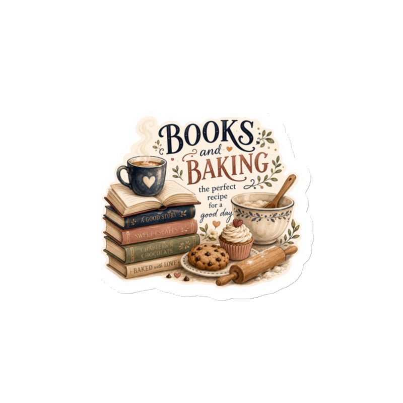 Books & Baking Magnet – 4″×4″, White