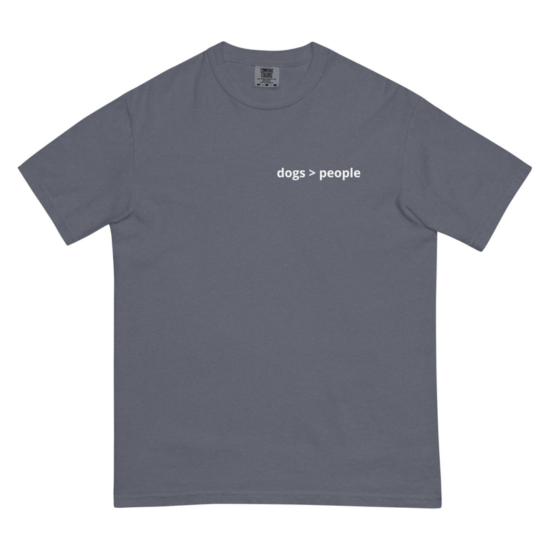 dogs > people Unisex garment-dyed heavyweight t-shirt – M, Denim