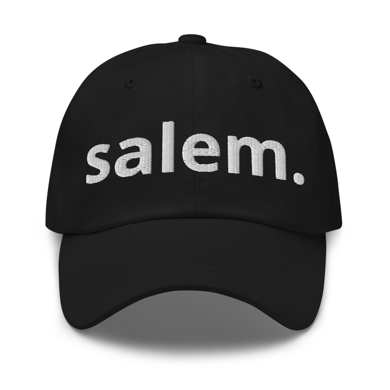 Salem classic cap with understated Salem lettering on the front