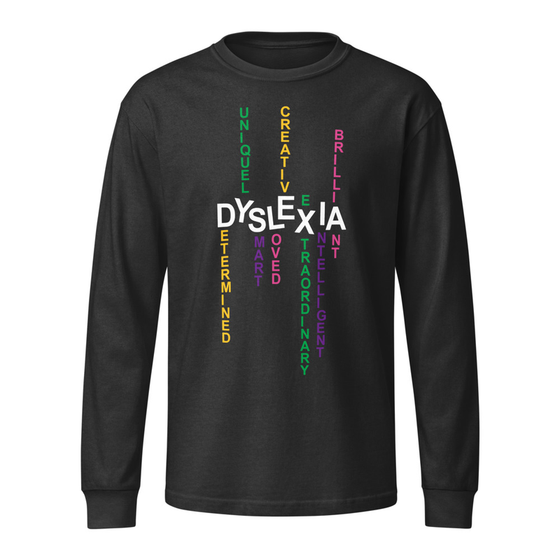 Unisex Long Sleeve Tee with Back Print | Dyslexia v2 – Image 2