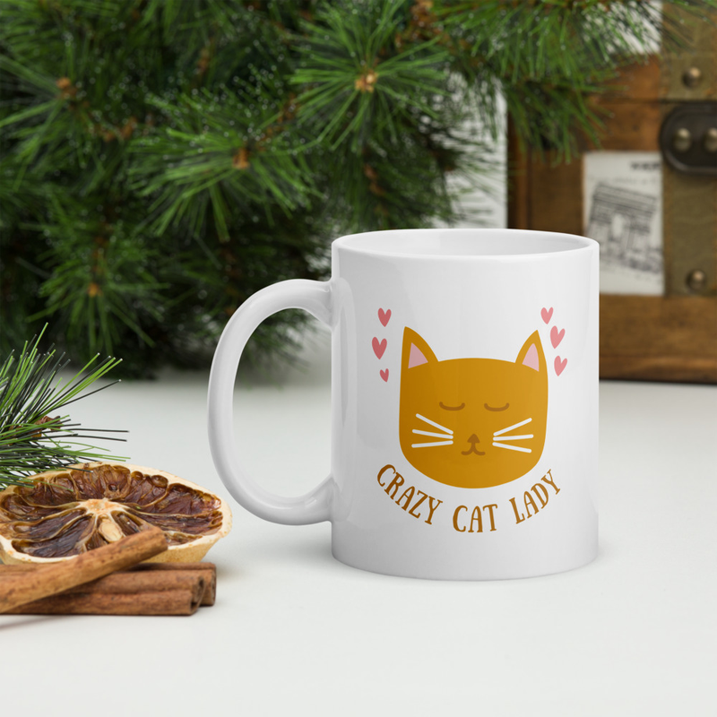 White glossy mug: Crazy Cat Lady