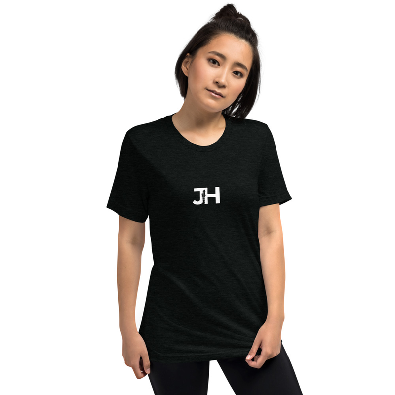 White JH Logo Adult Tri-Blend Short sleeve t-shirt
