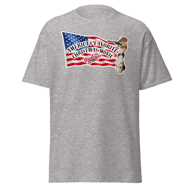 America's Favorite Christmas Movie Flag  With Ralphie T-Shirt – M, Sport Grey