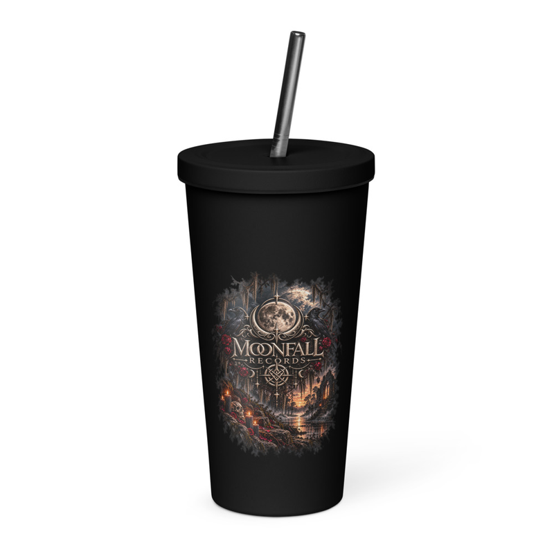 Moonfall Records NL Gothic Night Insulated tumbler with a straw