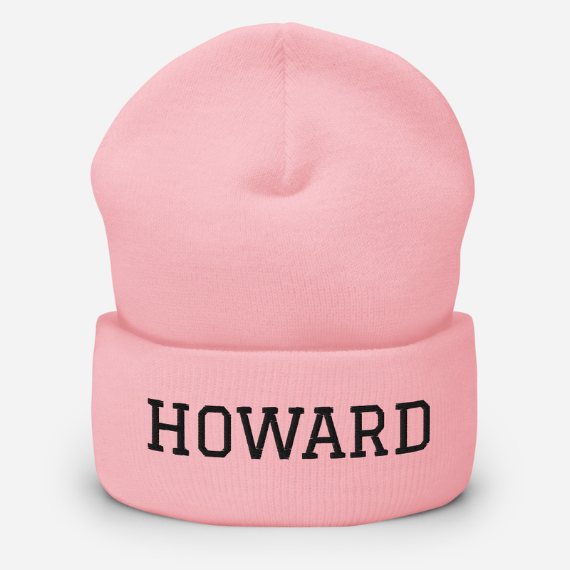 Cuffed Beanie (Black font) – One size, Baby Pink