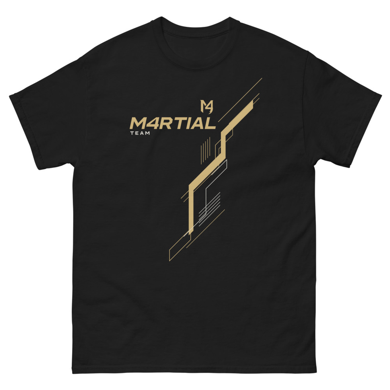 Camiseta Basic negra con diseño M4RTIAL dorado