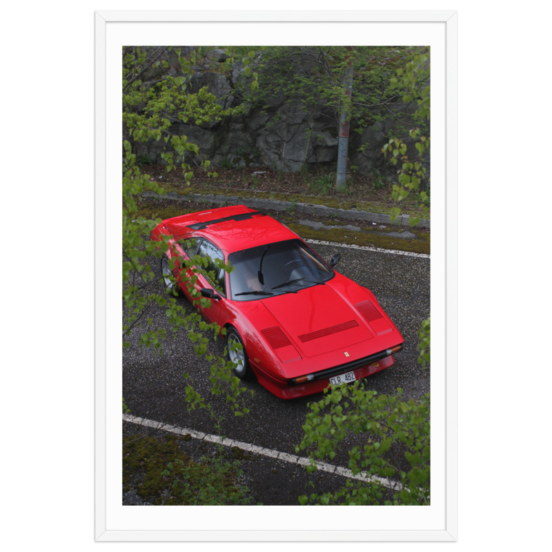 Ferrari 308 GTB QV - Framed print of the Stallion – 61×91 cm, White