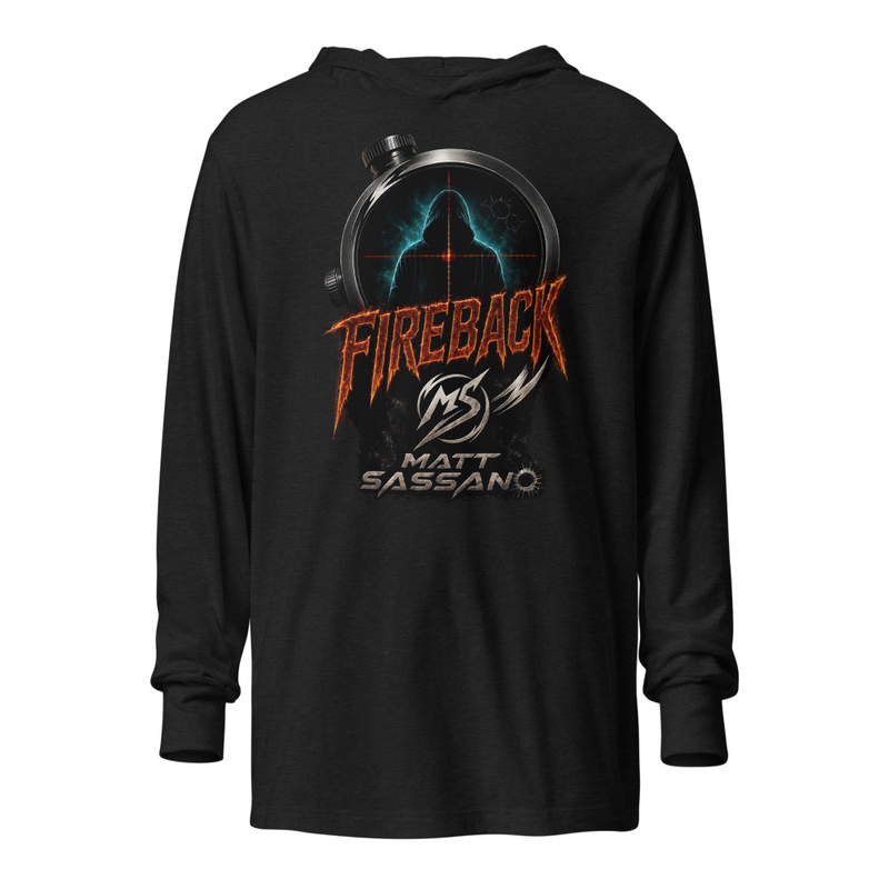FIRE BACK Official Logo Hooded long-sleeve tee
