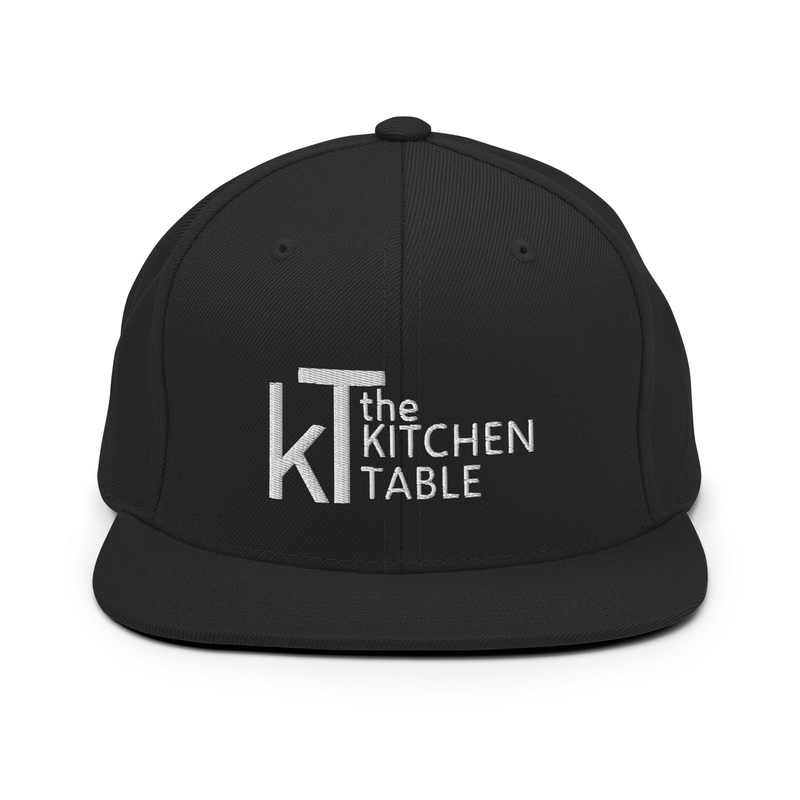 Kitchen Table White Logo Snapback Hat – One size, Black