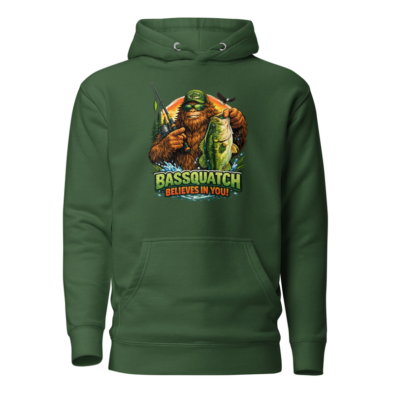 Bassquatch Believes In You Unisex Hoodie — Forest Green