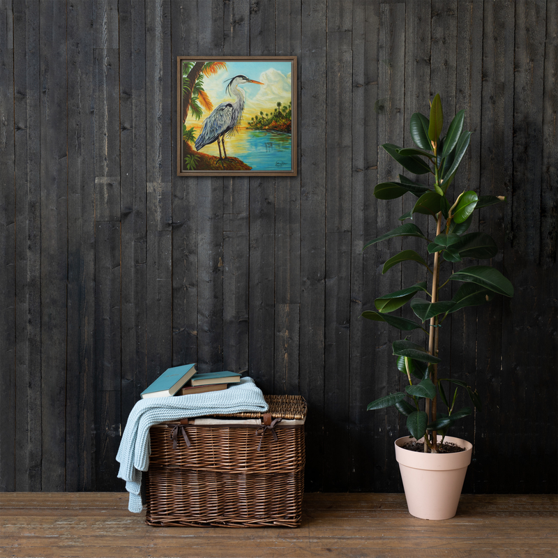 Free Bird Framed Canvas – 16″×16″, Brown