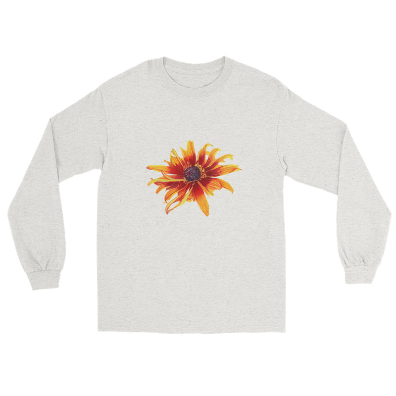 Flaming Flowers - Unisex Long Sleeve Shirt – XL, Ash