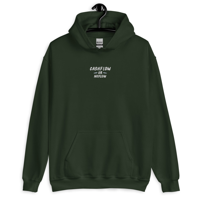 #CashflowOrNoflow Embroidered Hoodie – XL, Forest Green