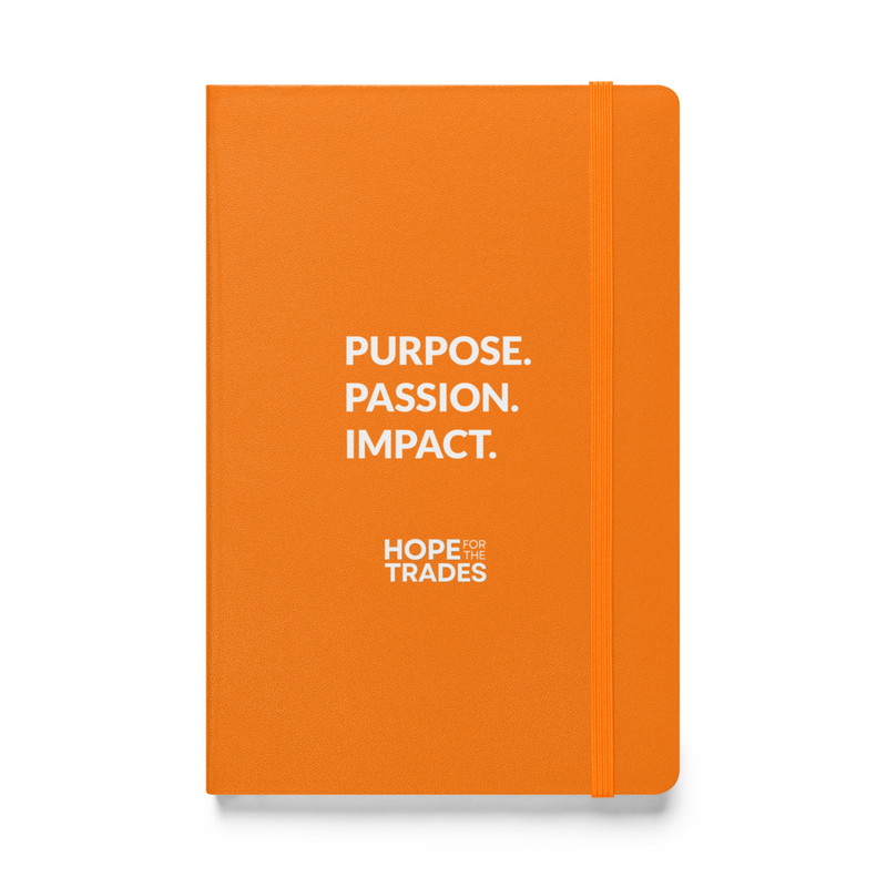 HFTT Hardcover Notebook (5.5"×8.5") | Purpose. Passion. Impact. (Dark Colorways) – 5.5″×8.5″, Orange