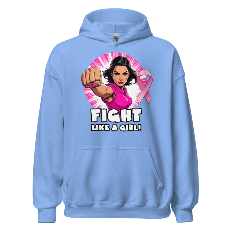 "Fight Like A Girl" Unisex Heavy Blend Hoodie – M, Carolina Blue