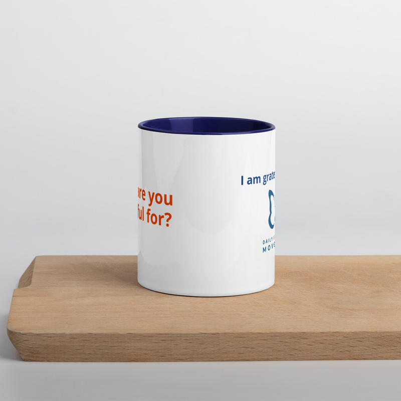 Gratitude Coffee Mug with Color Inside – 11 oz, Dark Blue