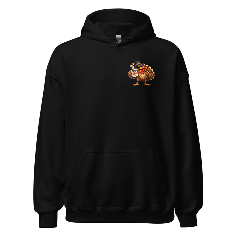 Cool Coffee Turkey Cheers Unisex Hoodie – S, Black