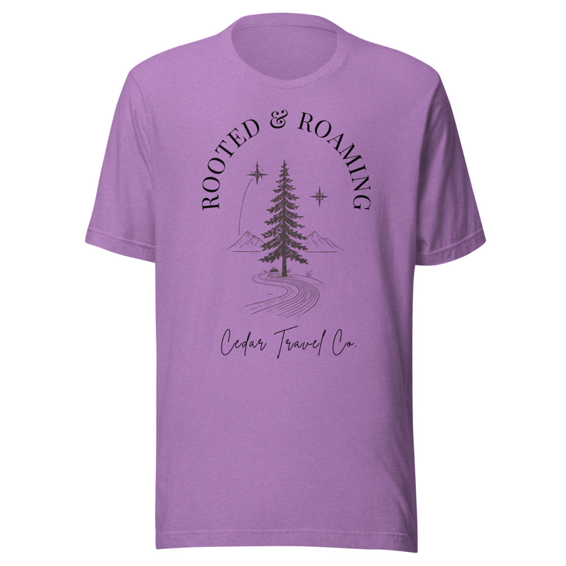 Rooted & Roaming Tee – L, Heather Team Purple