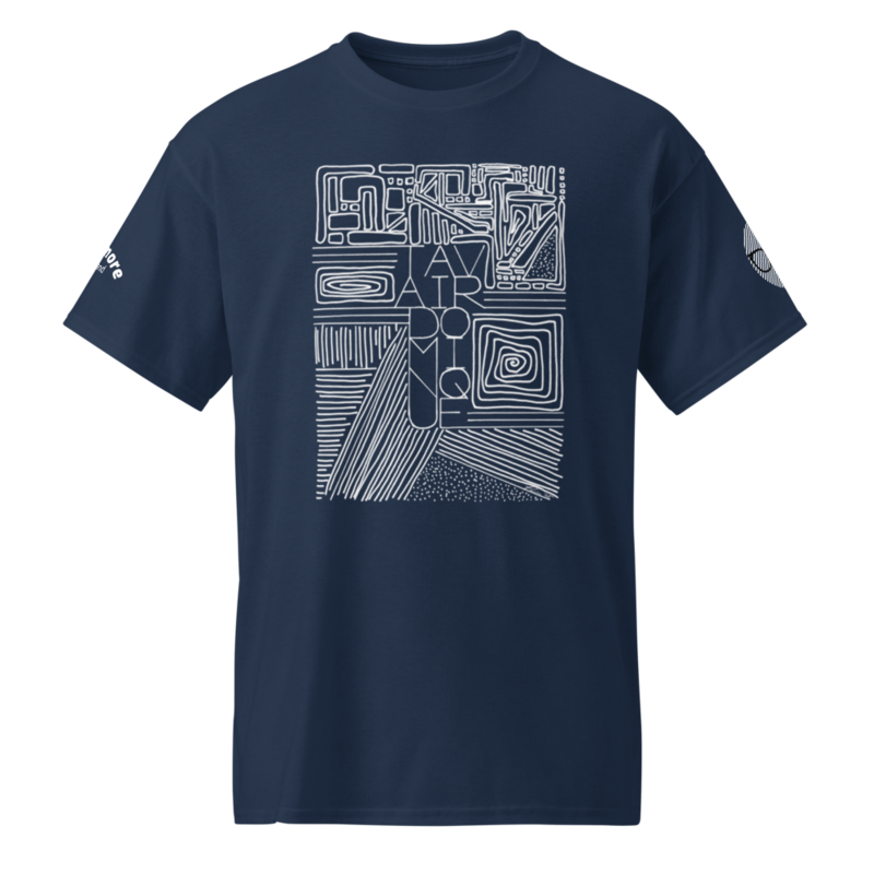 Stacked Name Design Inverted + Sleeve Logos - T-Shirt