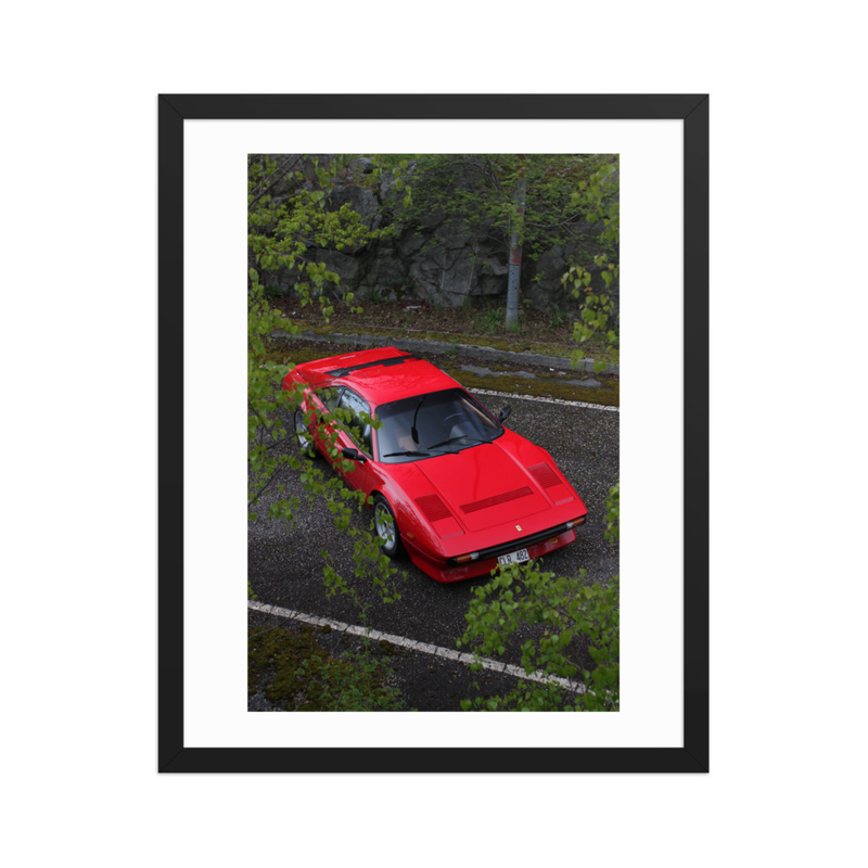 Ferrari 308 GTB QV - Framed print of the Stallion (in) – 16″×20″, Black