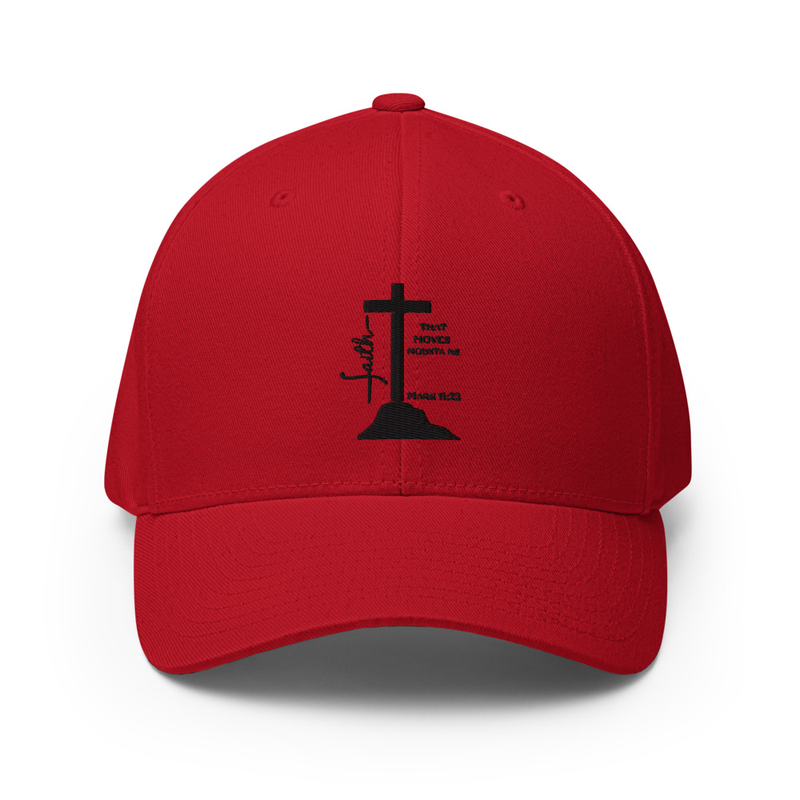 Faith that moves Mountain Structured Twill Cap – S/M, Red