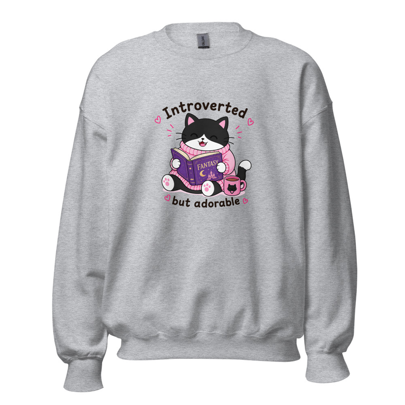 Introverted but adorable Tuxedo Cat Jumper – 5XL, Sport Grey