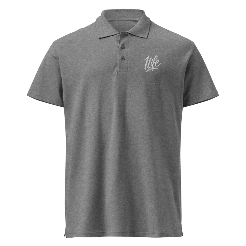 1Life // Premium pique polo shirt – XL, Grey Melange