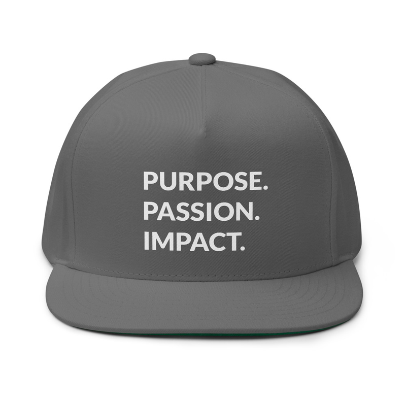 HFTT Flat Bill Cap | Purpose. Passion. Impact. (Colors Available) – One size, Grey