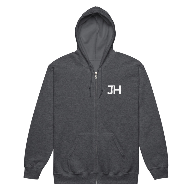 JH Logo Unisex heavy blend zip hoodie – S, Dark Heather
