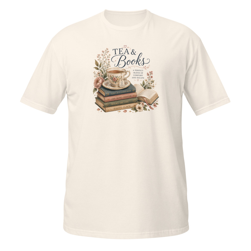 Tea & Books Short-Sleeve Unisex T-Shirt – S, Natural