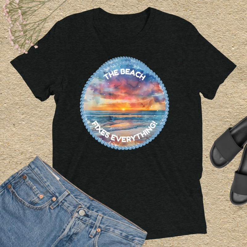 The Beach Fixes Everything Watercolor Sunset T-shirt